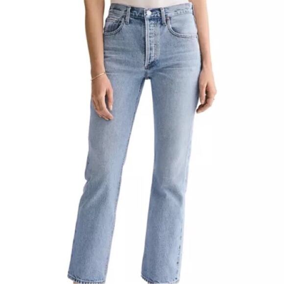 AGOLDE Ripley High Rise Straight Fray Ankle Jeans Riptide Wash Sz 25 - Picture 1 of 11